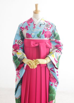 鶴と松（ライトブルー）
